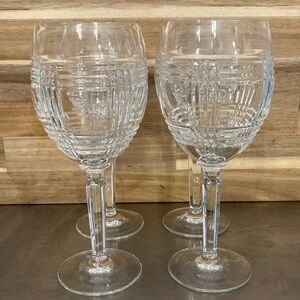 Ralph Lauren Glen Plaid Wine Glasses Signed Set of 4